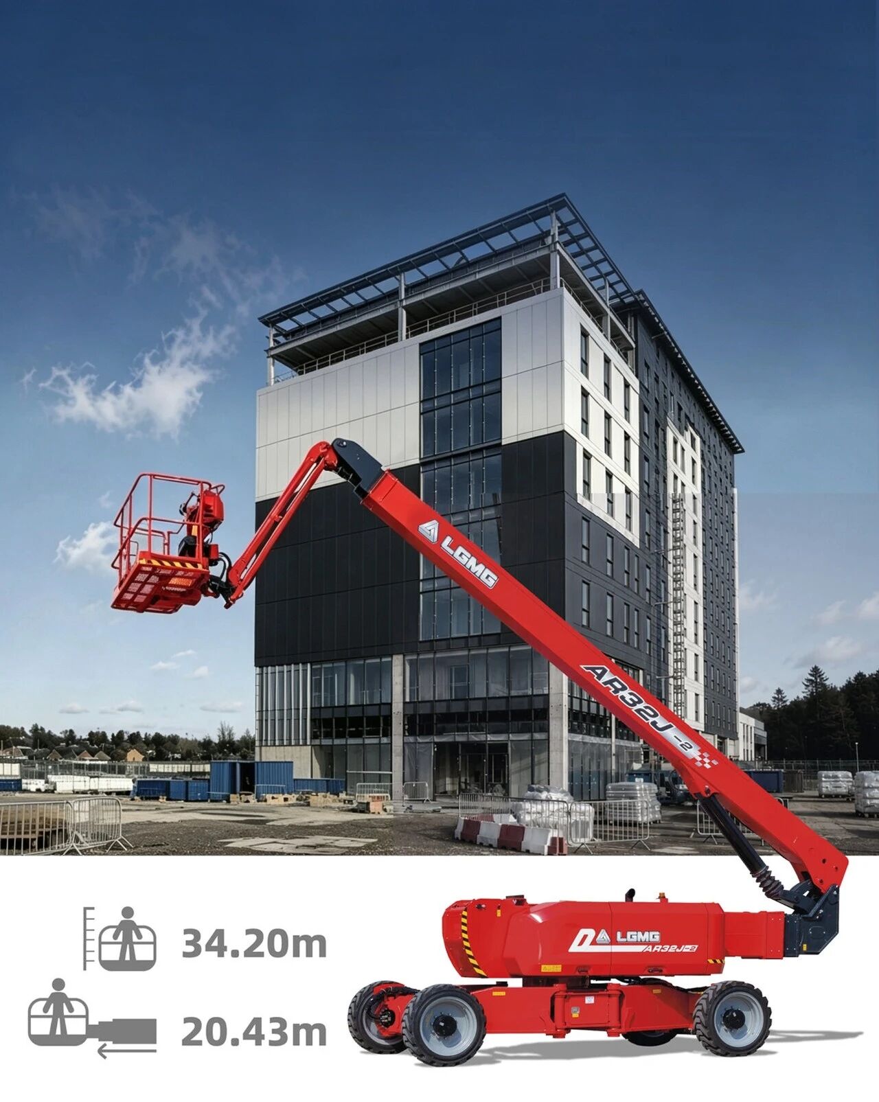 LGMG AR32J-2 Articulating Boom Lift | 34.2 m Working Height and 350 kg Platform Capacity